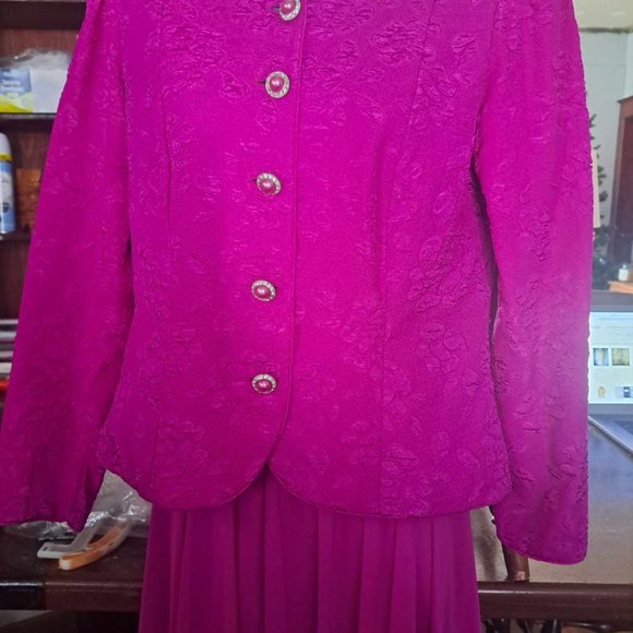 Vintage Miss Elliette 2-pc Blazer w/Skirt Set - Pink - Picture 2 of 8